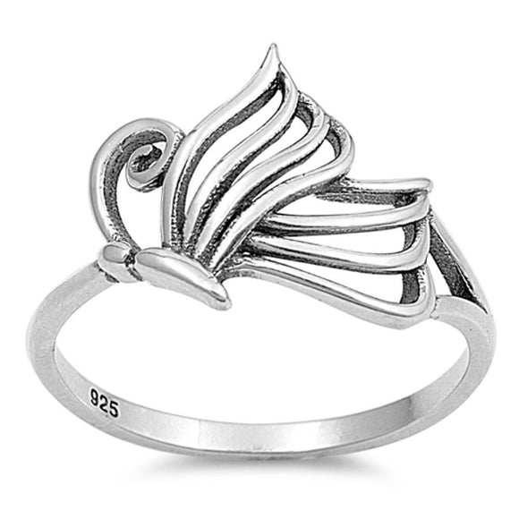 Women's Oxidized Butterfly Classic Ring New .925 Sterling Silver Band Sizes 4-10