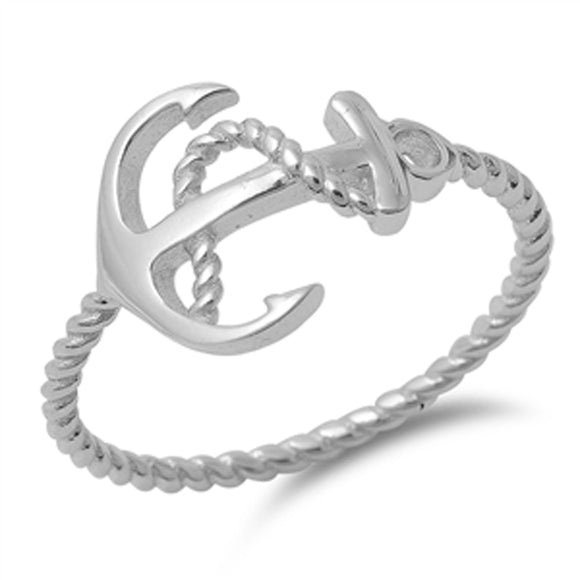 Anchor Rope Design Fashion Ring New .925 Sterling Silver Twisted Band Sizes 4-10