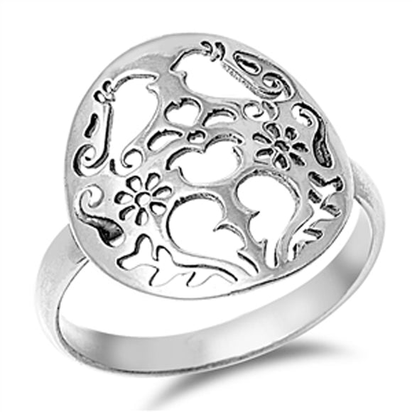 Women's Cutout Love Bird Heart Promise Ring .925 Sterling Silver Band Sizes 5-10
