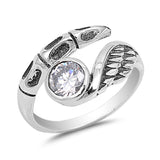 Round Clear CZ Unique Wing Biker Ring New .925 Sterling Silver Band Sizes 5-12