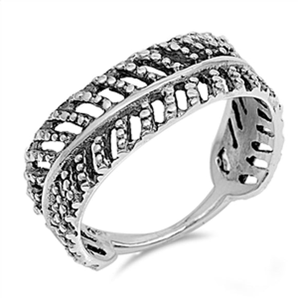 Women's Leaf Wrap Ball Cutout Ring New .925 Sterling Silver Band Sizes 5-10