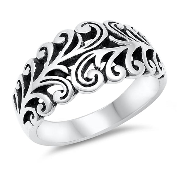 Women's Swirl Leaf Cute Fashion Ring New .925 Sterling Silver Band Sizes 5-10