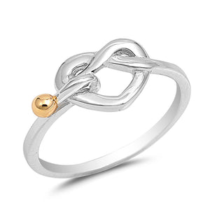 Heart Knot Hook Gold-Tone Promise Ring New .925 Sterling Silver Band Sizes 5-10