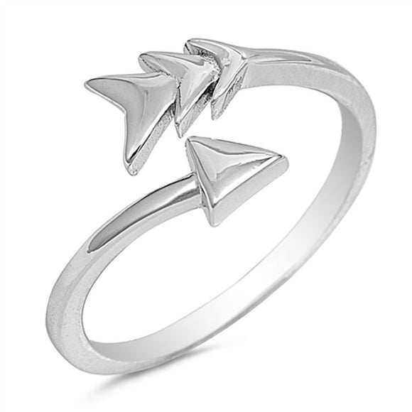 Open Arrow Polished Ring New .925 Sterling Silver Band Sizes 5-10