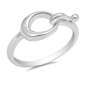 Closed Hook Abstract Polished Ring New .925 Sterling Silver Band Sizes 5-10