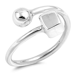 Geometric Cube Ball Open Fashion Ring New .925 Sterling Silver Band Sizes 5-10