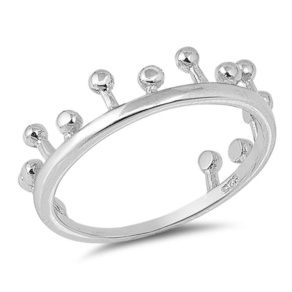 Ball Bead Crown Princess Royal Ring New .925 Sterling Silver Band Sizes 4-10
