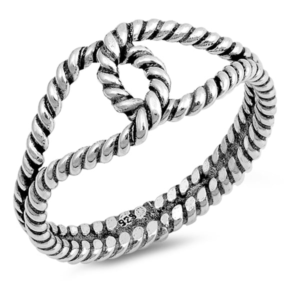 Bali Eye Splice Knot Rope Design Loop New .925 Sterling Silver Band Sizes 5-10