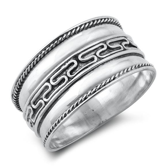 Bali Fashion Handmade Ring New .925 Wide Solid Sterling Silver Band Sizes 5-12