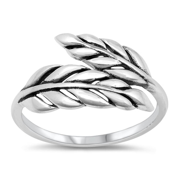 Autumn Wheat Leaf Plant Ring New .925 Sterling Silver Band Sizes 4-10
