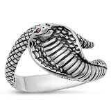 Sterling Silver Garnet CZ Cobra Ring