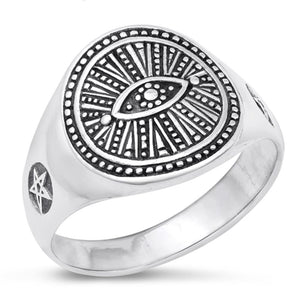 Sterling Silver Eye Pentagram Ring