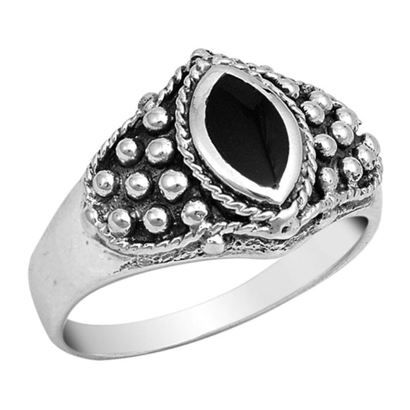 Bali Black Onyx Cute Ball Cluster Ring New .925 Sterling Silver Band Sizes 5-10