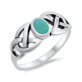 Turquoise Celtic Knot Ring New .925 Sterling Silver Band Sizes 5-10