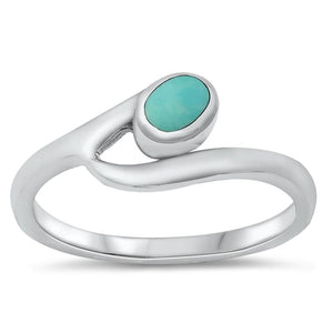Women's Round Turquoise Polished Ring New .925 Sterling Silver Band Sizes 4-10