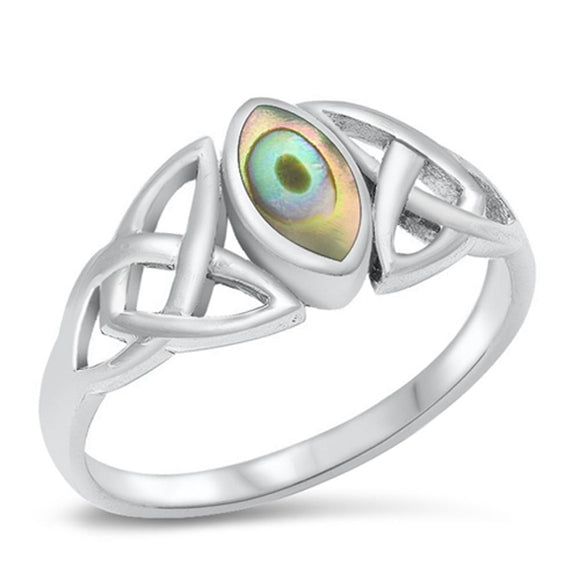 Celtic Friendship Abalone Unique Ring New .925 Sterling Silver Band Sizes 4-10