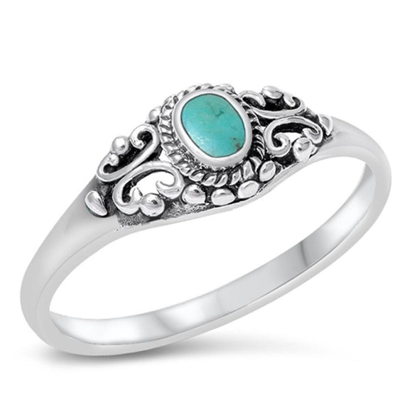Women's Vintage Turquoise Classic Ring New .925 Sterling Silver Band Sizes 4-10
