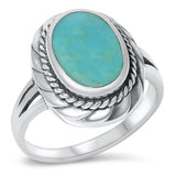 Bali Rope Design Turquoise Unique Ring New .925 Sterling Silver Band Sizes 5-11