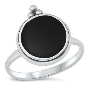 Women's Large Black Onyx Unique Ring New .925 Sterling Silver Band Sizes 4-10