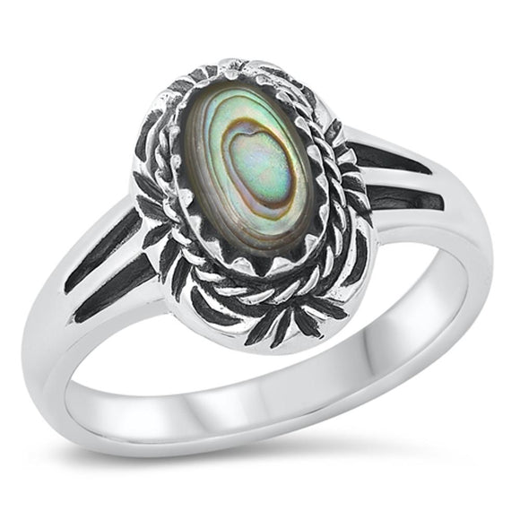 Women's Abalone Shell Fashion Vintage Ring .925 Sterling Silver Band Sizes 5-10