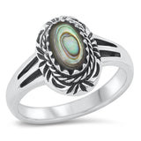 Women's Abalone Shell Fashion Vintage Ring .925 Sterling Silver Band Sizes 5-10