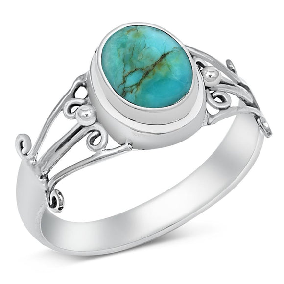 Women's Turquoise Fashion Ring New 925 Sterling Silver Bali Bead Band Sizes 6-9