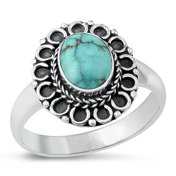 Turquoise Wholesale Ring .925 Sterling Silver Bali Rope Flower Band Sizes 6-9