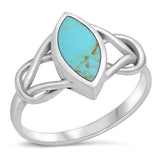 Turquoise Knot Open Ring New .925 Sterling Silver Band Sizes 5-10