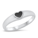 Black Onyx Heart Promise Ring New .925 Sterling Silver Band Sizes 4-10