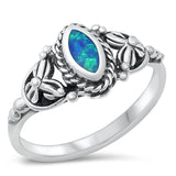 Marquise Blue Lab Opal Classic Ring New .925 Sterling Silver Band Sizes 4-10