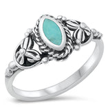 Bali Turquoise Flower Ring New .925 Sterling Silver Band Sizes 4-10