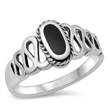 Black Onyx Solitaire Wholesale Ring .925 Sterling Silver Swirl Band Sizes 5-10