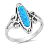 Blue Lab Opal Long Oval Ring New .925 Sterling Silver Celtic Band Sizes 4-10