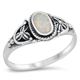 Flower Rope White Lab Opal Polished Ring .925 Sterling Silver Band Sizes 4-10
