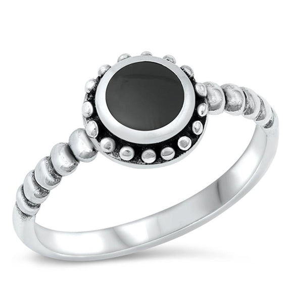 Bali Boho Black Onyx Beautiful Ring New .925 Sterling Silver Band Sizes 4-10