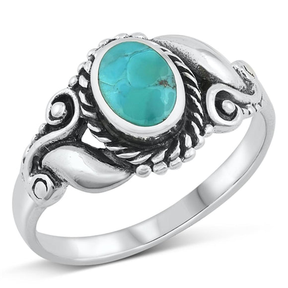 Bali Boho Turquoise Fashion Ring New .925 Sterling Silver Band Sizes 6-13