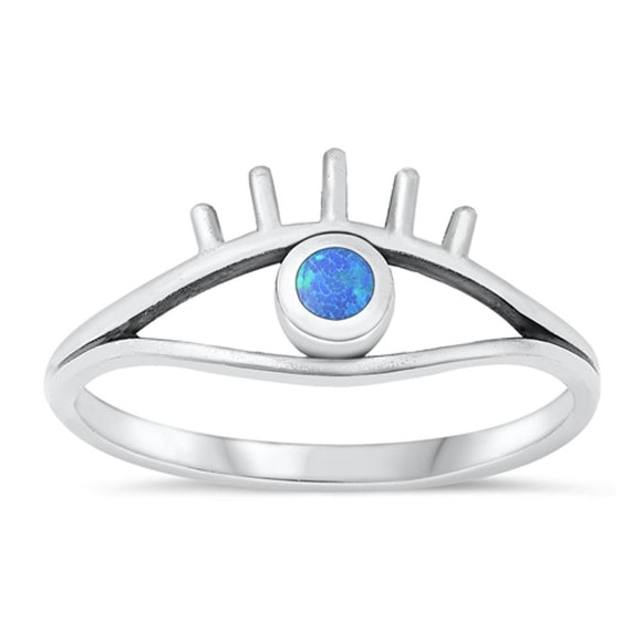 Sterling Silver Blue Lab Opal Eye Ring