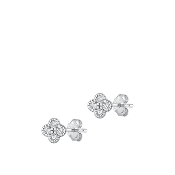 Sterling Silver Cute Chic Fashion Clear CZ Stud Earrings 925 New