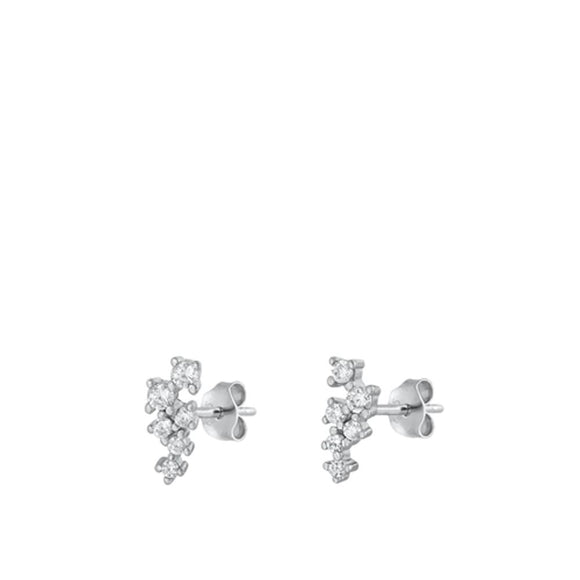 Sterling Silver Cute Fashion Clear CZ High Polished Stud Earrings 925 New