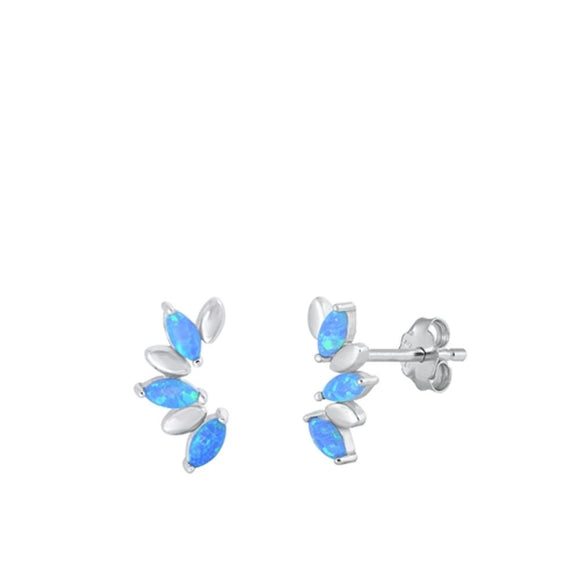 Sterling Silver Fashion Blue Synthetic Opal Chic Fashion Earrings 925 New