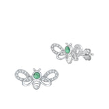Sterling Silver Cute Clear CZ Turquoise Honey Bubble Bee Earrings 925 New