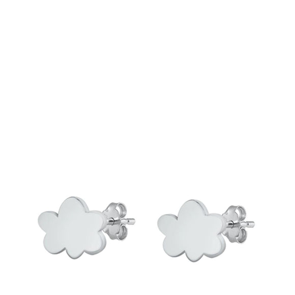 Cute Stylish High Polished Solid Cloud Sterling Silver Stud Earrings 925 New