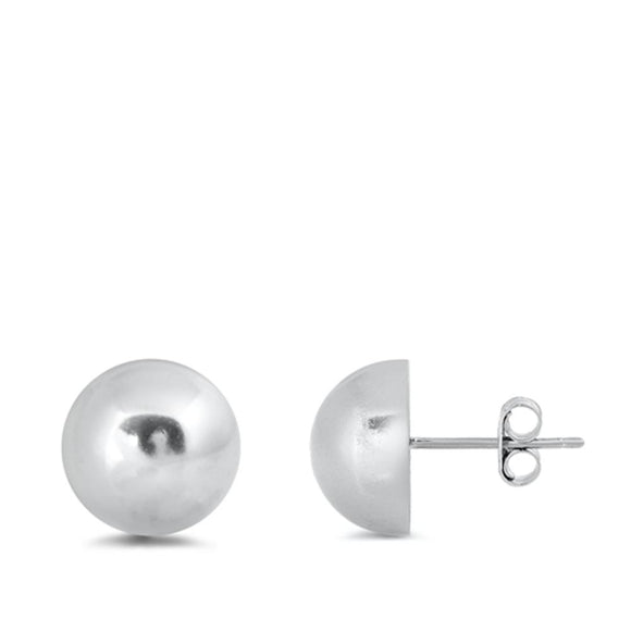 Sterling Silver Classic Ball Stud High Polished Earrings .925 New