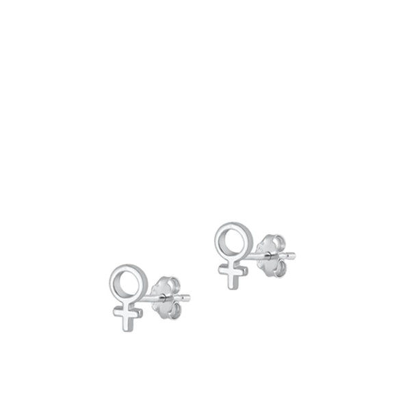 Sterling Silver Wholesale High Polished Female Girl Woman Symbol Earrings 925