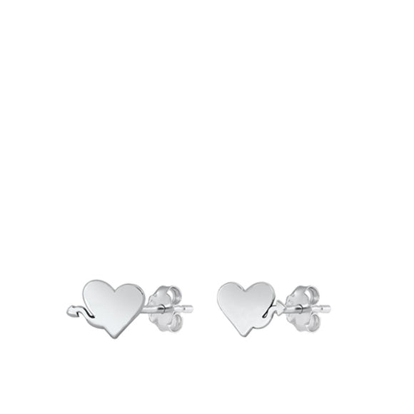Sterling Silver Unique Heart w/ Tail Fashion Naughty Love Earrings 925 New
