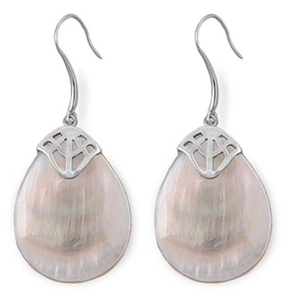 Teardrop Earrings Simulated Mother of Pearl .925 Sterling Silver