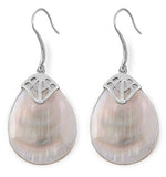 Teardrop Earrings Simulated Mother of Pearl .925 Sterling Silver