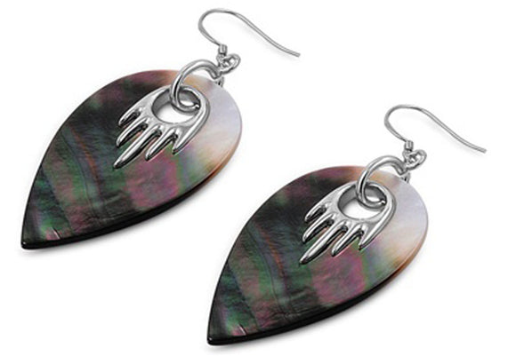 Teardrop Earrings Simulated Mother of Pearl .925 Sterling Silver