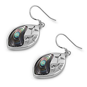 Star Earrings Simulated Abalone .925 Sterling Silver