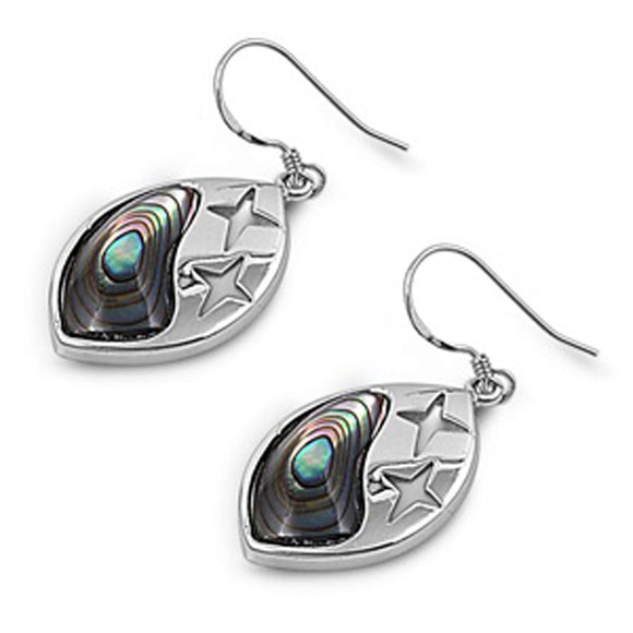 Star Earrings Simulated Abalone .925 Sterling Silver